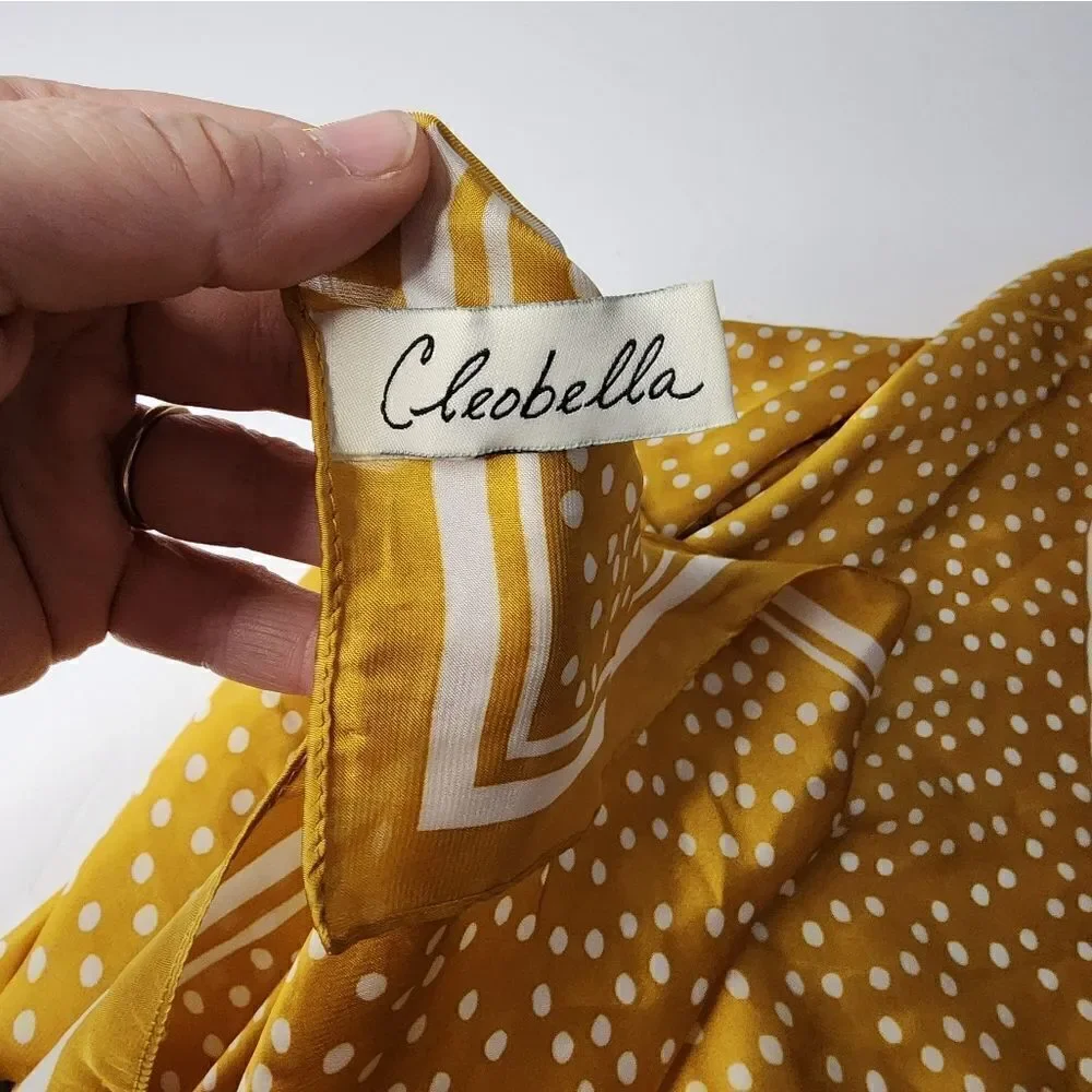 Angela O’Brien Cleobella Vegan Silky Scarf Polka Dots in Marigold